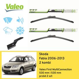 Wycieraczki VALEO First MultiConnection do Skoda Fabia Combi 2 5J5 12.2006-05.2013 (2006-2013) 530 mm i 530 mm 