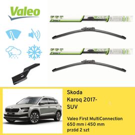 Wycieraczki przód do Skoda Karoq SUV (2017-) Valeo First MultiConnection 
