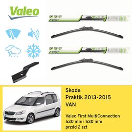 Wycieraczki przód do Skoda Praktik VAN (2013-2015) Valeo First MultiConnection 