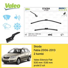 Wycieraczki przód do Skoda Fabia 2 kombi (2006-2013) Valeo Silencio Flat 