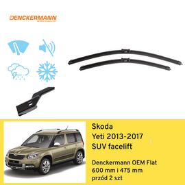 Wycieraczki przód do Skoda Yeti SUV facelift (2013-2017) Denckermann OEM Flat 