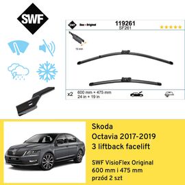 Wycieraczki przód do Skoda Octavia 3 liftback facelift (2017-2019) SWF VisioFlex Original 