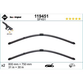 Wycieraczki SWF VisioFlex Original do Citroen C4 Grand Picasso B58 02.2007-03.2008 side pin wiper arm (2006-2008) 800 mm i 750 mm 