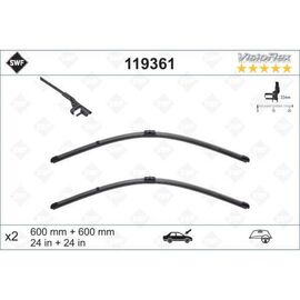 Wycieraczki SWF VisioFlex Original do VW Transporter T5 7E,7F side pin wiper arm, 1 rear door (2003-2013) 600 mm i 600 mm 