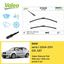 Wycieraczki przód do BMW seria 1 E81, E87 (2004-2011) Valeo Silencio Flat 