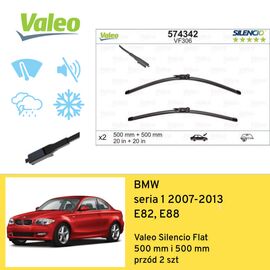 Wycieraczki przód do BMW seria 1 E82, E88 (2007-2013) Valeo Silencio Flat 