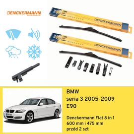Wycieraczki przód do BMW seria 3 E90 (2005-2009) Denckermann Flat 8 in 1 
