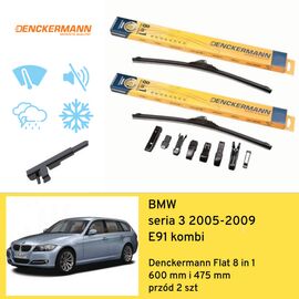 Wycieraczki przód do BMW seria 3 E91 kombi (2005-2009) Denckermann Flat 8 in 1 