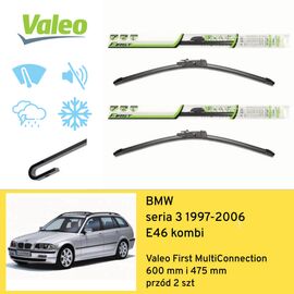 Wycieraczki przód do BMW seria 3 E46 kombi (1997-2006) Valeo First MultiConnection 