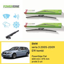 Wycieraczki przód do BMW seria 3 E91 kombi (2005-2009) PowerEdge Flat 