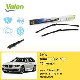 Wycieraczki przód do BMW seria 3 F31 kombi (2012-2019) Valeo Silencio Flat 