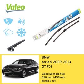 Wycieraczki przód do BMW seria 5 GT F07 (2009-2013) Valeo Silencio Flat 