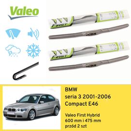 Wycieraczki przód do BMW seria 3 Compact E46 (2001-2006) Valeo First Hybrid 