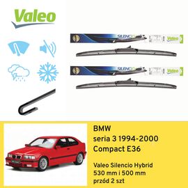 Wycieraczki przód do BMW seria 3 Compact E36 (1994-2000) Valeo Silencio Hybrid 
