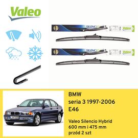 Wycieraczki przód do BMW seria 3 E46 (1997-2006) Valeo Silencio Hybrid 