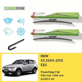 Wycieraczki przód do BMW X3 E83 (2004-2010) PowerEdge Flat 