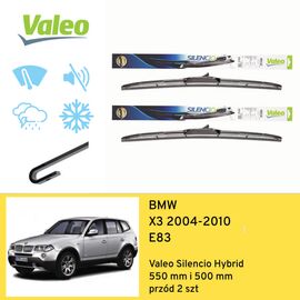 Wycieraczki przód do BMW X3 E83 (2004-2010) Valeo Silencio Hybrid 