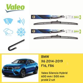 Wycieraczki przód do BMW X6 F16, F86 (2014-2019) Valeo Silencio Hybrid 