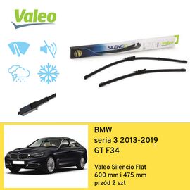 Wycieraczki przód do BMW seria 3 GT F34 (2013-2019) Valeo Silencio Flat 