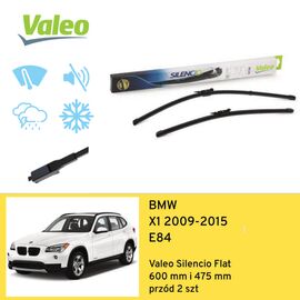 Wycieraczki przód do BMW X1 E84 (2009-2015) Valeo Silencio Flat 