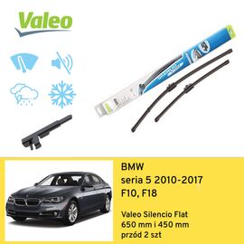 Wycieraczki przód do BMW seria 5 F10, F18 (2010-2017) Valeo Silencio Flat 