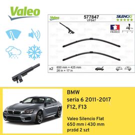 Wycieraczki przód do BMW seria 6 F12, F13 (2011-2017) Valeo Silencio Flat 