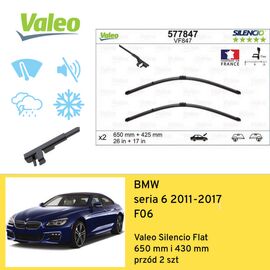 Wycieraczki przód do BMW seria 6 F06 (2011-2017) Valeo Silencio Flat 
