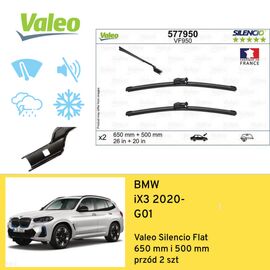 Wycieraczki przód do BMW iX3 G01 (2020-) Valeo Silencio Flat 