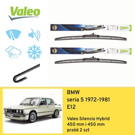 Wycieraczki przód do BMW seria 5 E12 (1972-1981) Valeo Silencio Hybrid 