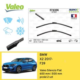 Wycieraczki przód do BMW X2 F39 (2017-) Valeo Silencio Flat 
