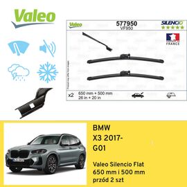 Wycieraczki przód do BMW X3 G01 (2017-) Valeo Silencio Flat 