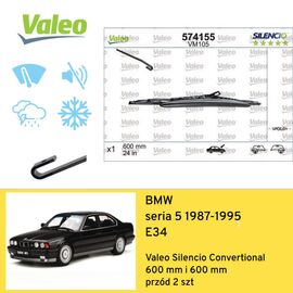 Wycieraczki przód do BMW seria 5 E34 (1987-1995) Valeo Silencio Convertional 