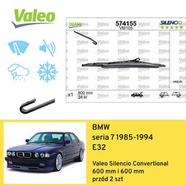 Wycieraczki przód do BMW seria 7 E32 (1985-1994) Valeo Silencio Convertional 