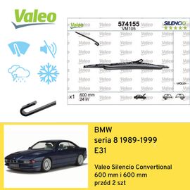 Wycieraczki przód do BMW seria 8 E31 (1989-1999) Valeo Silencio Convertional 