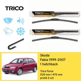 Wycieraczki przód do Skoda Fabia 1 hatchback (1999-2007) Trico Force 