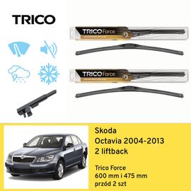 Wycieraczki przód do Skoda Octavia 2 liftback (2004-2013) Trico Force 