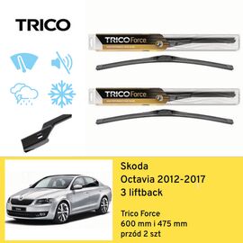 Wycieraczki przód do Skoda Octavia 3 liftback (2012-2017) Trico Force 