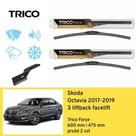 Wycieraczki przód do Skoda Octavia 3 liftback facelift (2017-2019) Trico Force 