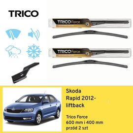 Wycieraczki przód do Skoda Rapid liftback (2012-) Trico Force 