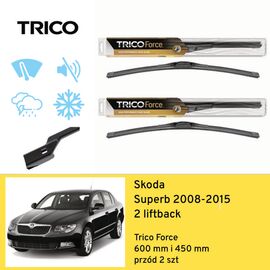 Wycieraczki przód do Skoda Superb 2 liftback (2008-2015) Trico Force 