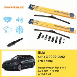 Wycieraczki przód do BMW seria 3 E91 kombi (2009-2012) Denckermann Flat 8 in 1 