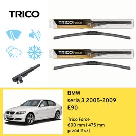 Wycieraczki przód do BMW seria 3 E90 (2005-2009) Trico Force 