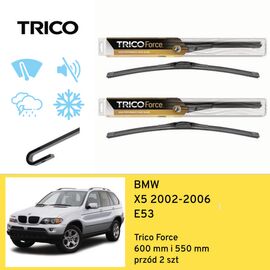 Wycieraczki przód do BMW X5 E53 (2002-2006) Trico Force 