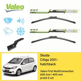 Wycieraczki VALEO First MultiConnection do Skoda Citigo NF (2011-) 600 mm i 400 mm 