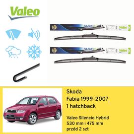 Wycieraczki przód do Skoda Fabia 1 hatchback (1999-2007) Valeo Silencio Hybrid 