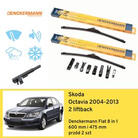 Wycieraczki przód do Skoda Octavia 2 liftback (2004-2013) Denckermann Flat 8 in 1 