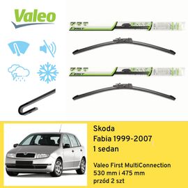 Wycieraczki przód do Skoda Fabia 1 sedan (1999-2007) Valeo First MultiConnection 