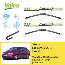 Wycieraczki VALEO First MultiConnection do Skoda Fabia Combi 1 6Y5 wagon (1999-2007) 530 mm i 475 mm 