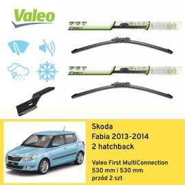 Wycieraczki VALEO First MultiConnection do Skoda Fabia 2 5J2 hatchback 06.2013-12.2014 new rear wiper (2013-2014) 530 mm i 530 mm 