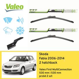 Wycieraczki VALEO First MultiConnection do Skoda Fabia 2 5J2 hatchback 12.2006-06.2013 (2006-2014) 530 mm i 530 mm 